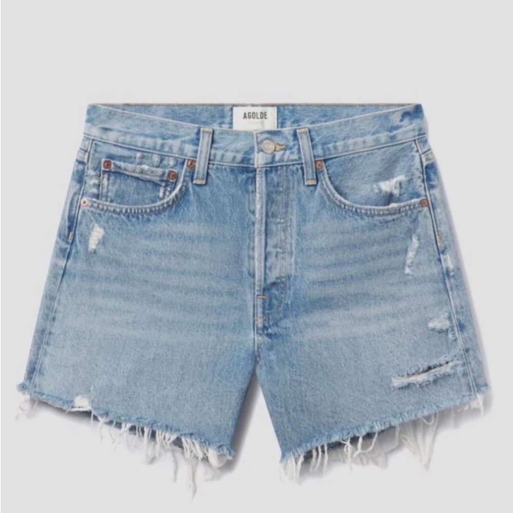 AGOLDE Parker Long Swapmeet Distressed Denim Shorts size 30